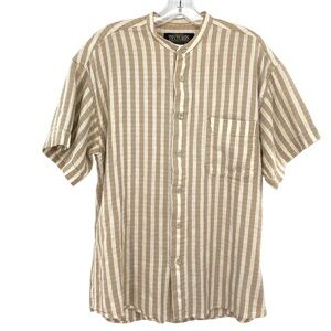 Textures by Natural Issue Men’s Cotton Striped Button Down Short Sleeve Shirt